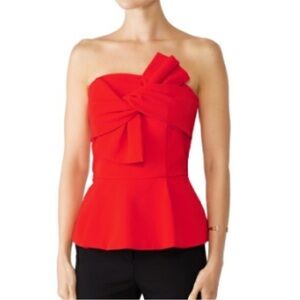 Adelyn Rae Red Rozina Woven Strapless Bow Top Large